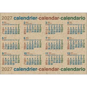 2027Calendar 壁掛けカレンダー2027年 DAY STATION B3 ポスター 1月始まり 実用 予定表 シンプル オフィス
