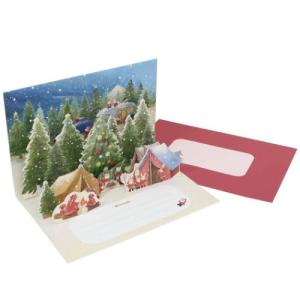 クリスマスカード ミニサンタ ポップアップカード 立体 125030 封筒付きグリーティングカード