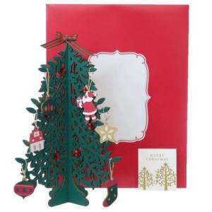 クリスマスカード WoodCardseries ウッドツリーカード オーナメントグリーン 封筒付きグリーティングカード