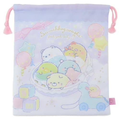 すみっコぐらし グッズ 巾着袋 キャラクター きんちゃくポーチ M 単柄 新入学