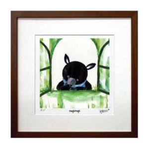 色紙額 黒金フレームセット 吉岡浩太郎 吉兆 色紙サイズ：273×243mm