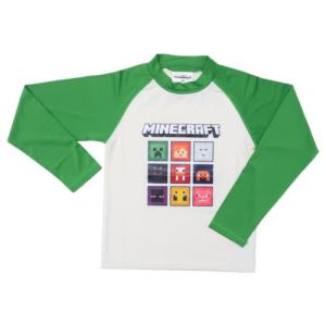 マインクラフト ゲームキャラクター 水着 ラッシュガード 長袖Tシャツ グリーン Minecraft｜cinemacollection