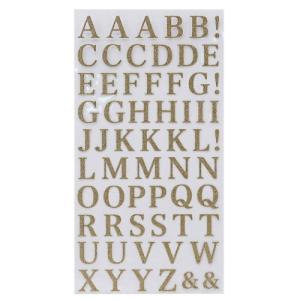 シール シート アルファベット 金 グリッター 文字