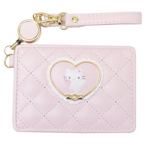 ハローキティ グッズ 定期入れ キャラクター リール付き単パスケース ハートフレーム