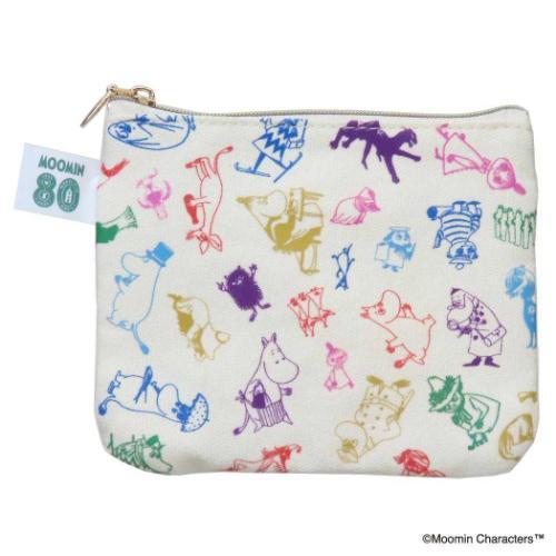 ムーミン 北欧 キャラクター 平ポーチ ミニフラットポーチ 80TH ALL STAR ホワイト
