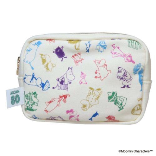 ムーミン 北欧 キャラクター コスメポーチ スクエアポーチ 80TH ALL STAR ホワイト