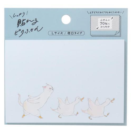 付せん トコロコムギ しっかり貼れるピタふせん L 厚口タイプ 猛ダッシュアヒルにゃんこ メッセージ...