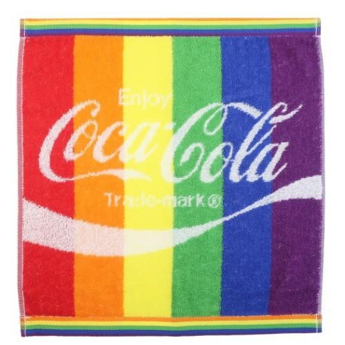 コカコーラ Cola キャラクター ハンドタオル ジャガード ウォッシュタオル レインボー 犬飼タオ...