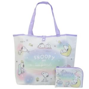 スヌーピー ポーチ in 折りたたみ ショッピングバッグ エコバッグ 月 ピーナッツ キャラクター グッズ
