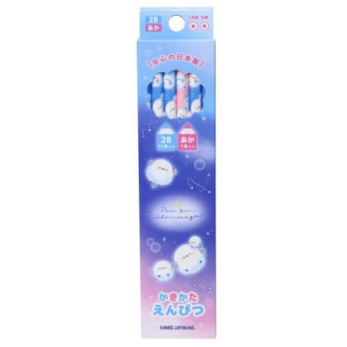 2B＆赤鉛筆 12本セット かきかたダース鉛筆 ぽんぽんシマエナガ カミオジャパン