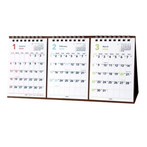 2026Calendar ベーシック 卓上3ヶ月カレンダー大 卓上カレンダー2026年 ホワイト ス...