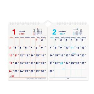 2027Calendar 壁掛けカレンダー2027年 ベーシック A4 2ヶ月カレンダー ホワイト 1月始まり 日本製 スケジュール 実用