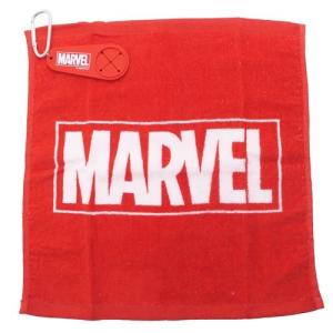 MARVEL カラビナホルダー付き ウォッシュタオル センターレッドロゴ グッズ ハンドタオル キャラクター マーベル 丸眞 プレゼント バレンタイン｜cinemacollection