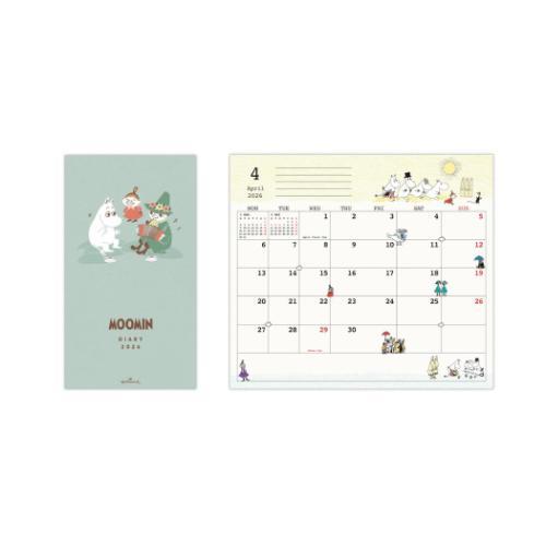 ムーミン 令和8年手帖 2026 diary 北欧 キャラクター スリムマンスリーダイアリー