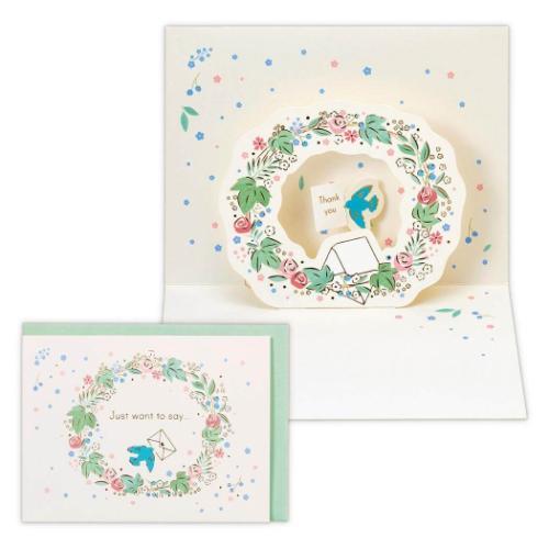 グリーティングカード ありがとう 立体カード MSリースととり2 日本ホールマーク