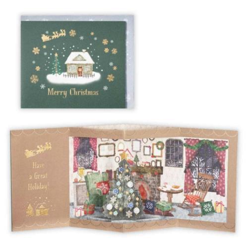 クリスマスカード 飾って楽しめるカード 立体カード グリーンクリスマスハウス2 日本ホールマーク