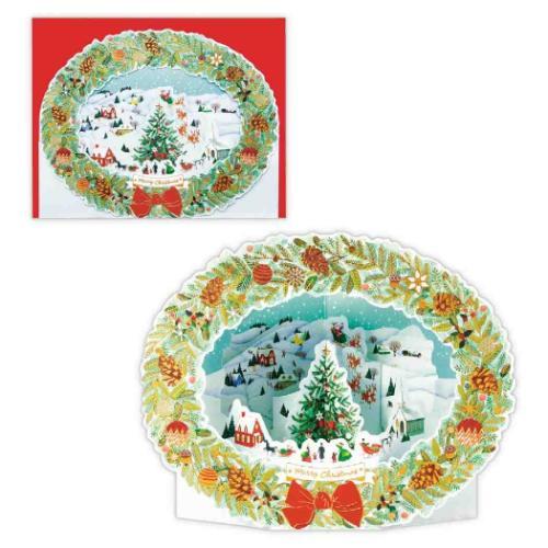 クリスマスカード 飾って楽しめるカード 立体カード クリスマスタウンリース