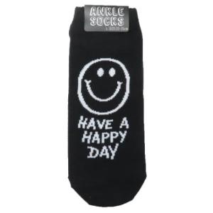 女性用靴下 レディースアンクルソックス HAVE A HAPPY DAY BLACK｜cinemacollection