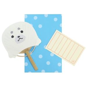 サマーカード 一筆箋付き ミニ 竹うちわカード あざらし オリエンタルベリー