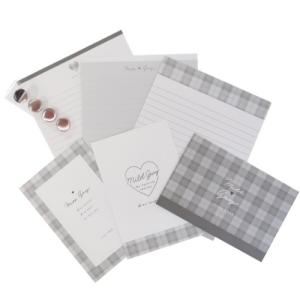 レターセット シンプル レター マイルドグレー チェック Q-LIA クーリア 便箋＆封筒