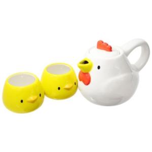 ティーセット 磁器製 ティーポット＆ティーカップ 2個セット にわとり親子 アニマル プレゼント 男の子 女の子 ギフト バレンタイン
