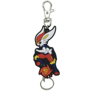 ポケモン ラバー リールキーホルダー 伸びるキーリング エースバーン ポケットモンスター エスケイジャパン 鍵ホルダー
