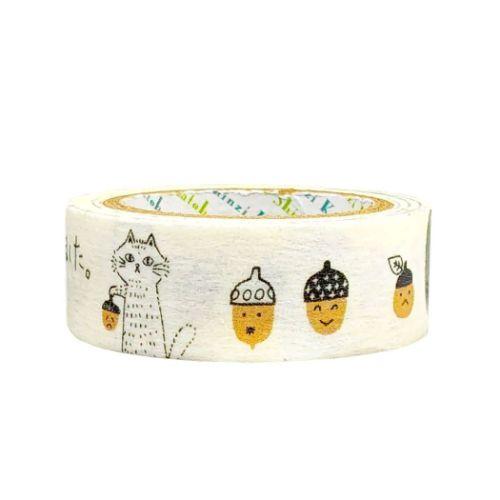 マステ 宮沢賢治幻燈館 モノクローム マスキングテープ 15mm どんぐりと山猫 ステーショナリー