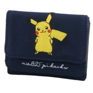 ポケモン 3つ折り財布 ミニウォレット ピカチュウ ネイビー ポケットモンスター SHO-BI