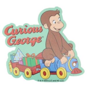 おさるのジョージ グッズ ダイカットシール 絵本キャラクター ダイカットビニールステッカー 汽車｜cinemacollection