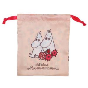 ムーミン リボン巾着 きんちゃくポーチ 巾着袋 All about Moominmamma ベージュ 北欧 キャラクター｜cinemacollection