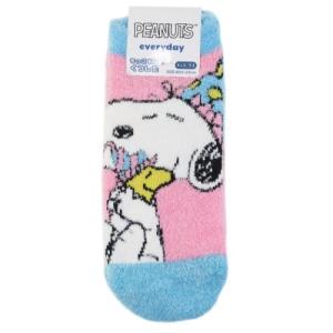 スヌーピー レディース もこもこ ショートソックス 女性用 防寒 室内 靴下 なかよし ピーナッツ スモールプラネット ウォーマー雑貨 プレ バレンタイン