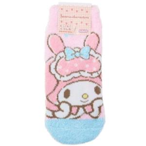 マイメロディ サンリオ キャラクター 女性用防寒室内靴下 レディースもこもこショートソックス おねむ