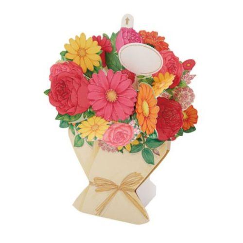 グリーティングカード フローラル FA17-1 ポップアップカード 多目的 オレンジ系ブーケ 花束 ...