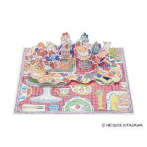 グリーティングカード ふたりぼんちゃん FR2-1 二つ折りポップアップカード 立体 多目的 ダイニングテーブル お誕生日 お祝い