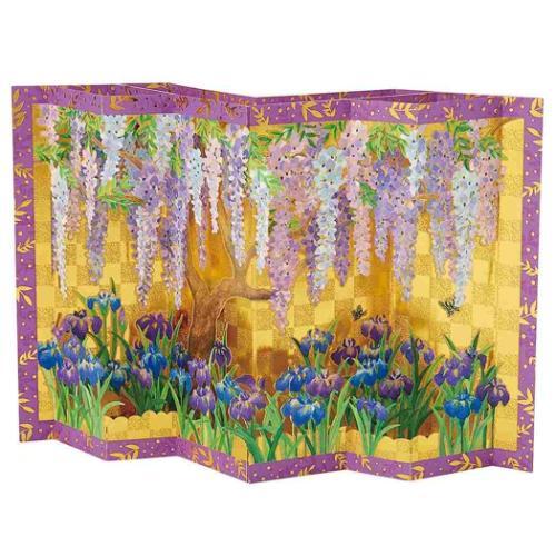 グリーティングカード シヨカ JES 20-5 立体カード 初夏 藤の金びょうぶ