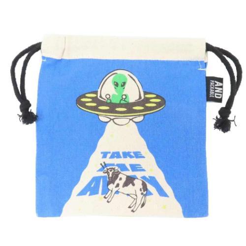 巾着袋 AND PACKABLE 巾着ポーチ KPO UFO FARM BL テクノプライム