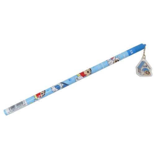 クレヨンしんちゃん チャーム付き2B鉛筆 丸軸 えんぴつ アニメキャラクター しんちゃんとシロ