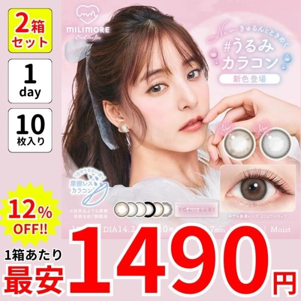2箱 セット エバーカラー ワンデー ミリモア カラコン 1day 度あり 10枚 新木優子 ちゅる...