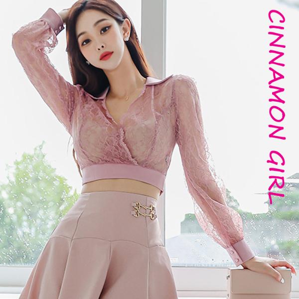 【PREMIUM】【最高級★LUXURY STYLE】【全4色】シースルーブラウス　ピンク アイボリ...