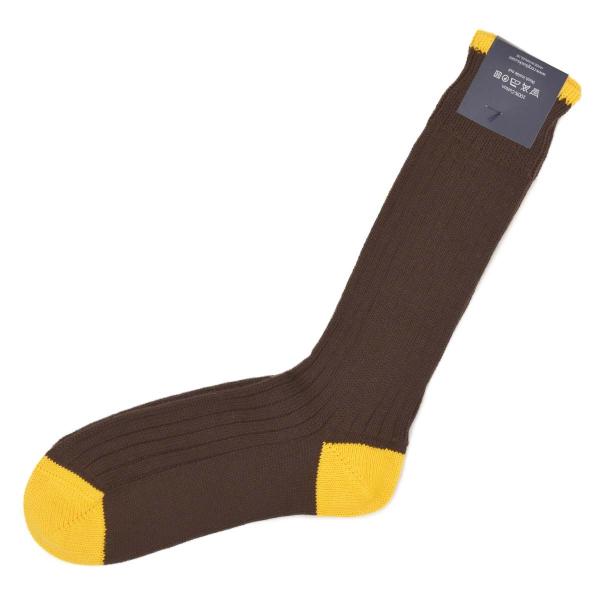 CORGI【コーギー】ソックス靴下 80 45 0005 Sock コットン 厚手 ブラウン イエロ...