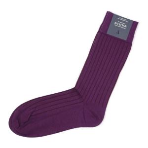 CORGI【コーギー】ソックス靴下 80-45-4011 plain rib sock cotton nylon PURPLE コットンナイロン薄手 パープル｜cinqessentiel