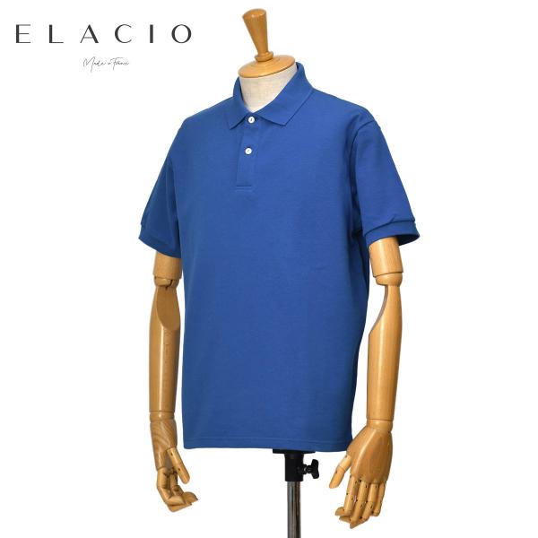 ELACIO【エラシオ】半袖 鹿の子ポロシャツ Orge オルジュ ROY コットン カノコ ブルー