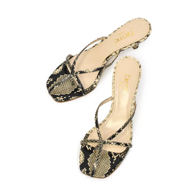 【size38】ELLEME【エレメ】ヒールサンダル ETOILE HEEL PYTHON GREY...