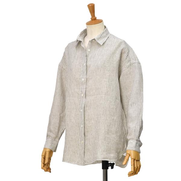 Finamore【フィナモレ】ビッグシルエットストライプシャツ 240060 P5092 04 GR...
