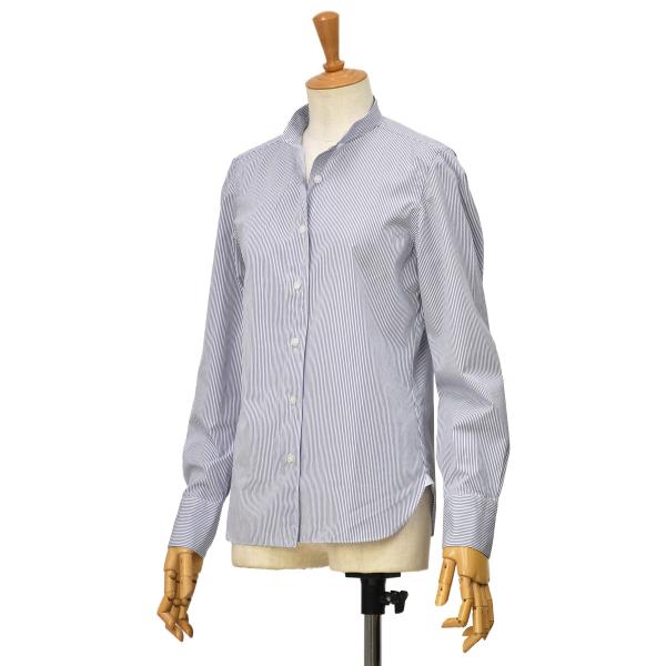 Finamore【フィナモレ】ストライプバンドカラーシャツ 040007 C0028 03 ZOE ...