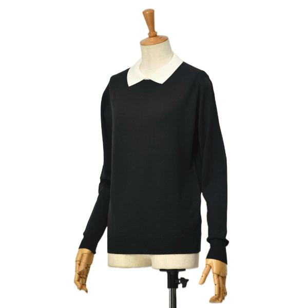 JOHN SMEDLEY【ジョンスメドレー】クレリックポロニット A4601 BLACK ウール ブ...