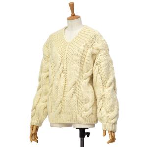 【50％OFF】【sizeXS】MIRSTORES【ミストアズ】ケーブルVネックニット 1150210 IVORY ウール アイボリー｜cinqessentiel