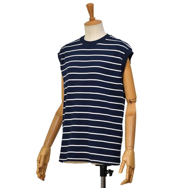 MAISON CORNICHON【メゾン コルニション】ノースリーブボーダーカットソー Sleeve...