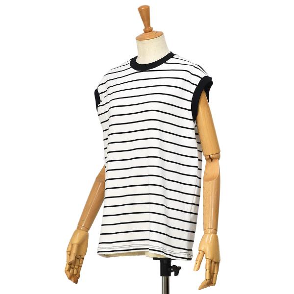 MAISON CORNICHON【メゾン コルニション】ノースリーブボーダーカットソー Sleeve...
