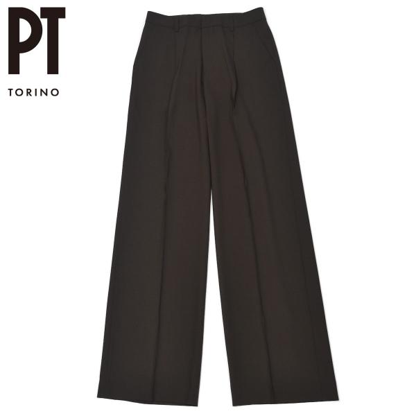 PT TORINO【ピーティートリノ】ワイドパンツ LOLA ZI56 0180 ウール ダークブラ...